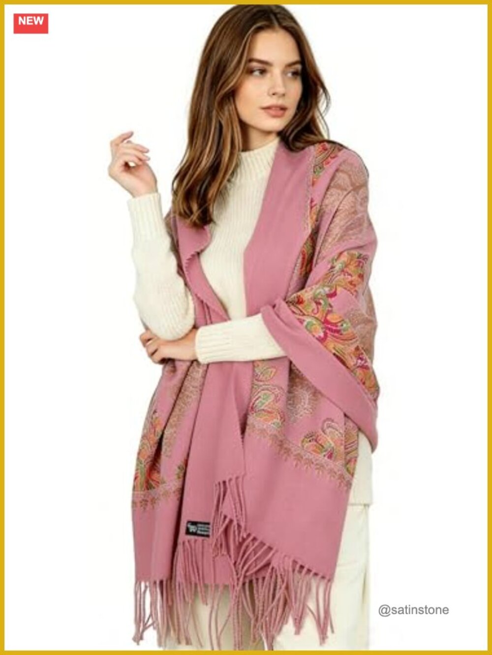 Cashmere Feel Shawl Wrap with Tassels Oversized Winter Scarf